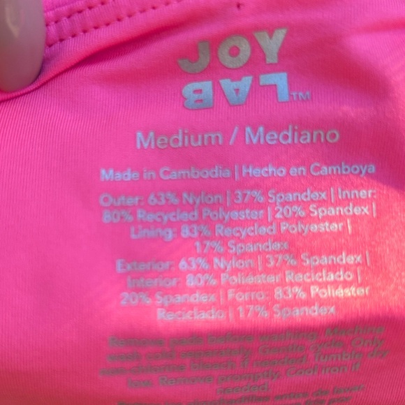 JoyLab Burgundy and Pink Cross-Back Sports Bra - Picture 5 of 6